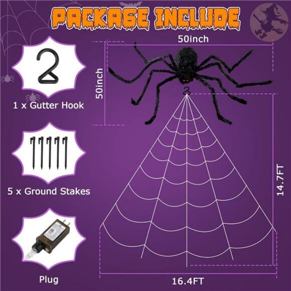 Halloween Spider Web Lights Outdoor Decoration, LED Giant Spider Web Light - Picture 3 of 8